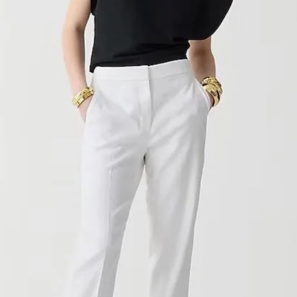 J. Crew Kate White Linen Blend Wide-Leg Pants